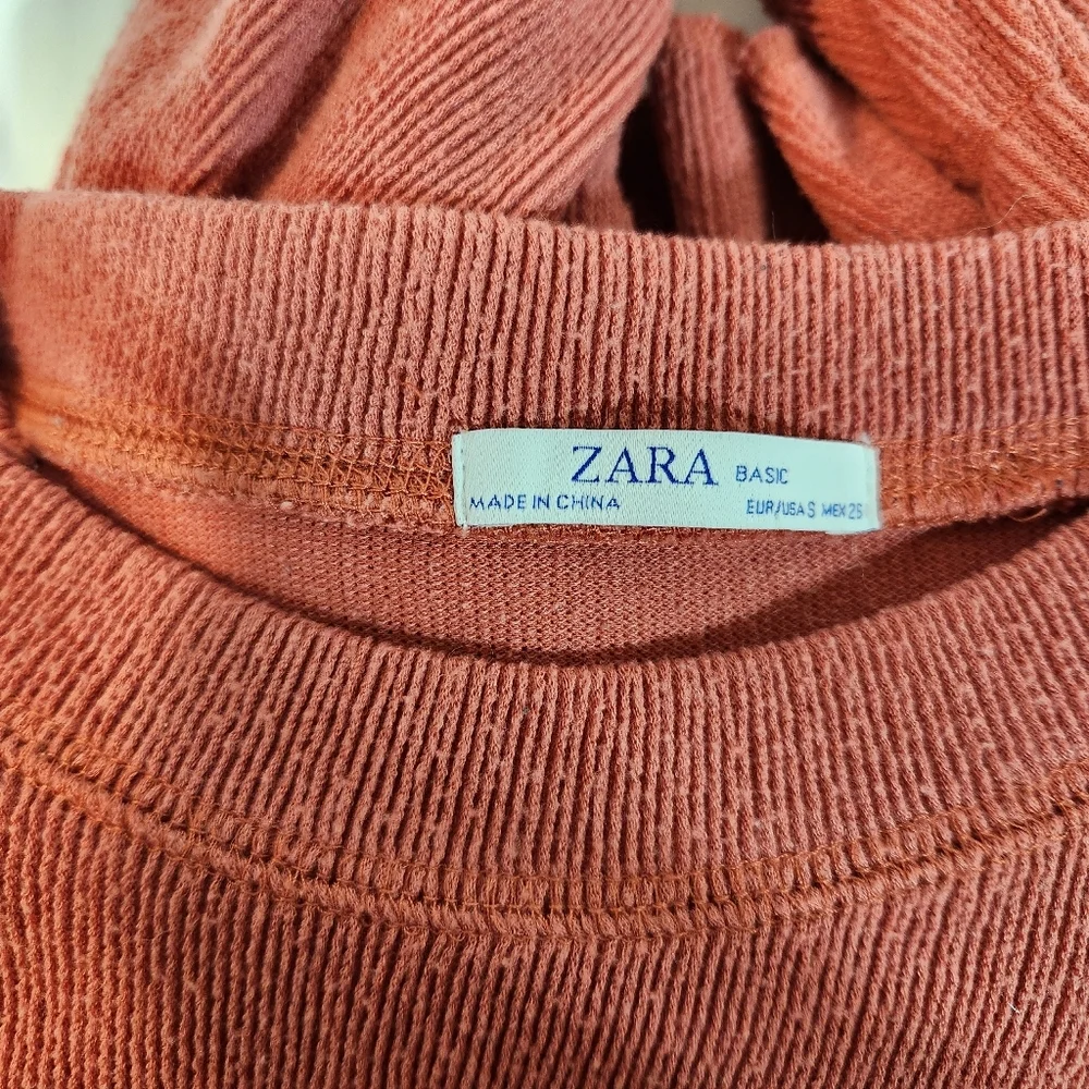 ZARA Basic Ribbed Knit Peplum Ruffle Top (S) - Picture 9 of 10